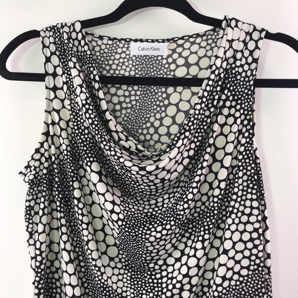 Calvin Klein Black Cream Circle Dress Tank 374-3 - Picture 2 of 5